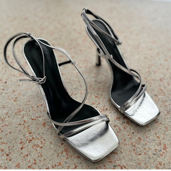 Tony Bianco Franci Silver Foil Heels - Picture 1 of 5